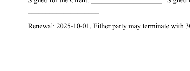 Before: Insert a clause below the signature block